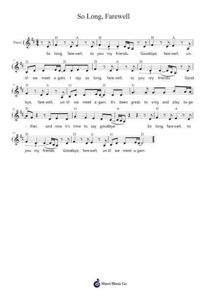 So Long, Farewell Sheet Music by Out of the Box-Arr.Brandwight Gillget
