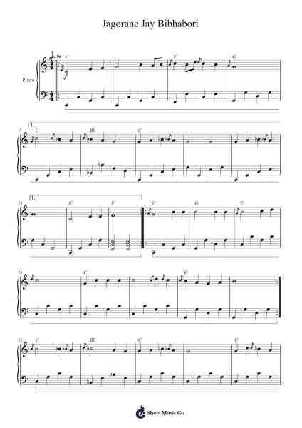 Jagorane Jay Bibhabori Sheet Music by Rabindranath Tagore-Arr.Blyder