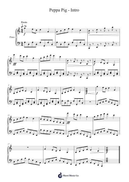 Peppa Pig - Intro Sheet Music by Misc Cartoons-Arr.Yuledon