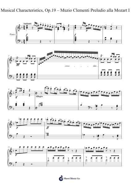 Musical Characteristics, Op. 19: Preludio alla Mozart I Sheet Music by Muzio Clementi-Arr.Huxclair