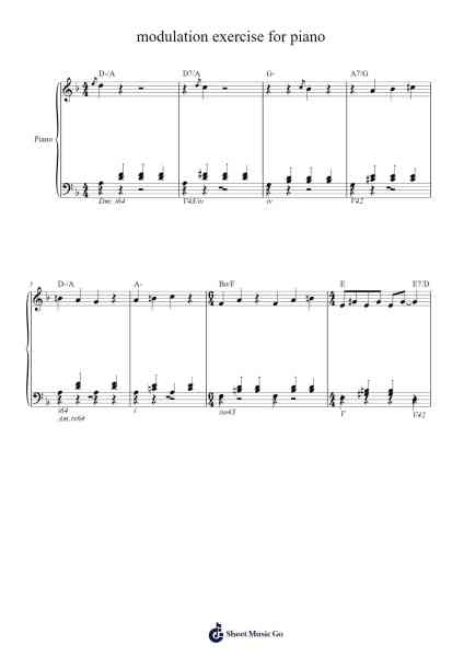 modulation exercise for piano Sheet Music by -Arr.Pricehe