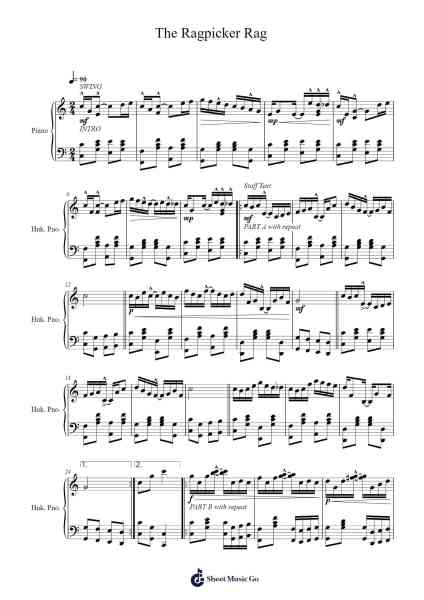 The Ragpicker Rag Sheet Music by Steve Haite-Arr.Ranphia Boydle