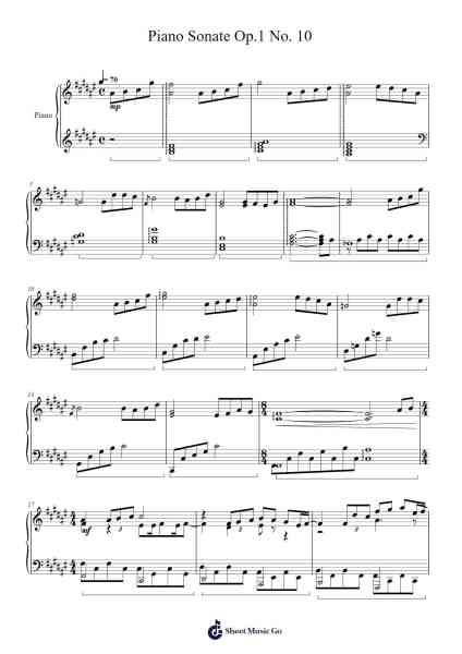 Piano Sonate Op.1 No. 10 Sheet Music by myscoreistheb-Arr.Woodthorne Rylee