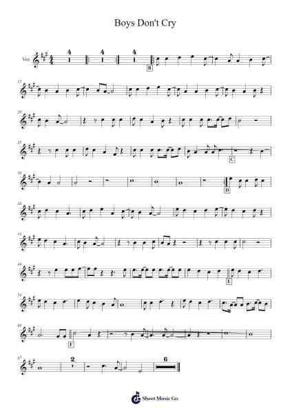 Boys Don't Cry Sheet Music by The Cure-Arr.Mollkerr