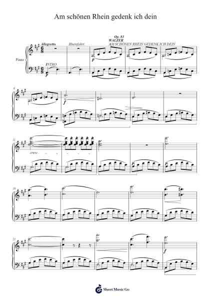 Am schönen Rhein gedenk ich dein, Op. 83 Sheet Music by Béla Kéler-Arr.Trabruce