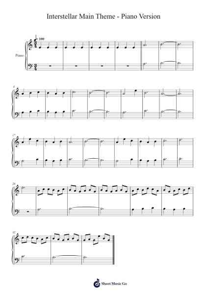 Interstellar Main Theme - Piano Version Sheet Music by Hana Zimmer/Miguel Angel Pulgarin-Arr.Gorliz