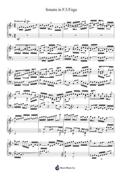 Sonata in F.3.Fuga Sheet Music by N.B.-Arr.Saske