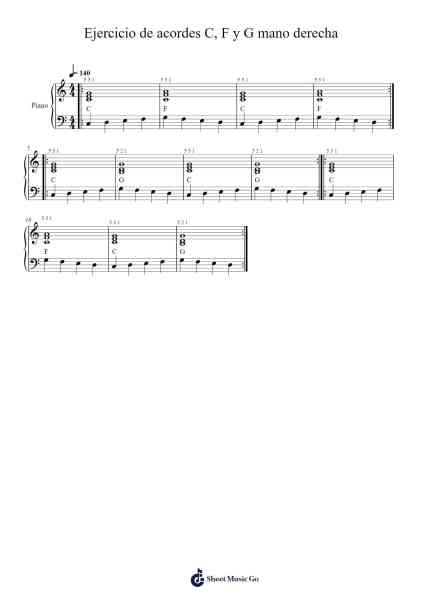 Ejercicio de acordes C, F y G mano derecha Sheet Music by kevin yance torres-Arr.Vingai Parryl