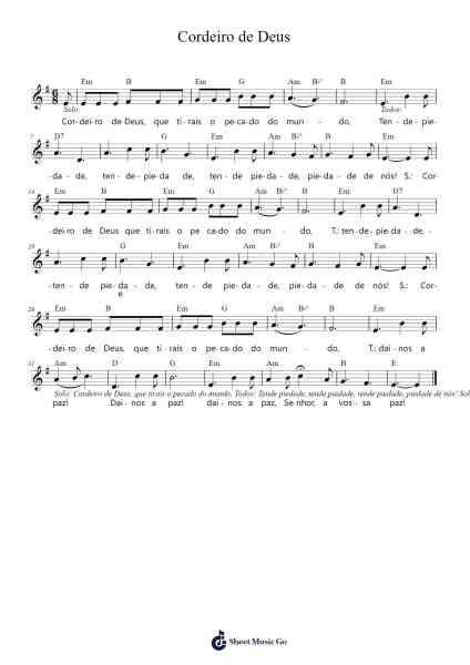 Cordeiro de Deus Sheet Music by Pe. José Cândido da Silva-Arr.Herloyd