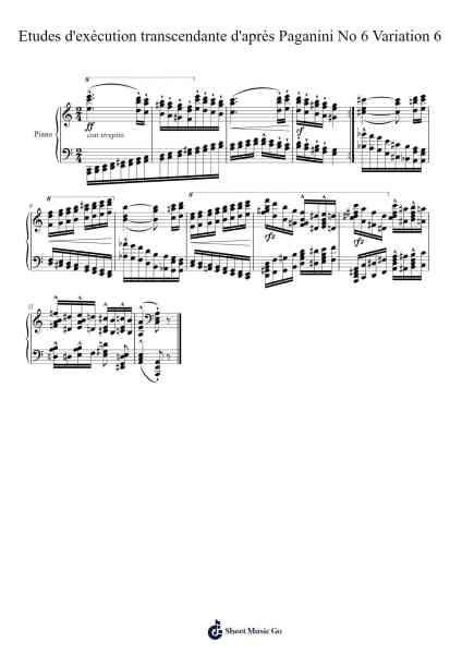 Etudes d'exécution transcendante d'après Paganini No. 6: Variation 6 乐谱由 Franz Liszt - 编曲 Evejob
