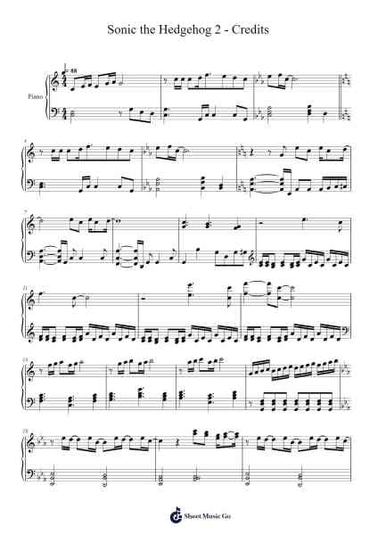 Sonic the Hedgehog 2 - Credits Sheet Music by Masato Nakamura-Arr.Haycah Touthale