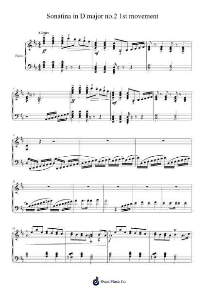 Sonatina in D major no.2 1st movement Sheet Music by universal dirp-Arr.Diltess Cliffmaltz