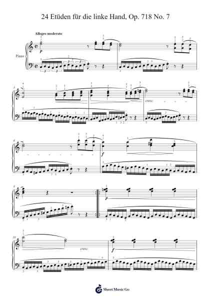 24 Etüden für die linke Hand, Op. 718 No. 7 Sheet Music by Carl Czerny-Arr.Bunharine Coftroy
