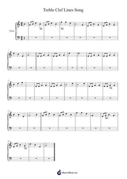 Treble Clef Lines Song Sheet Music by -Arr.Leoduke Hodwey