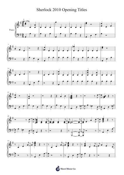 Sherlock 2010 Opening Titles Sheet Music by tigr1620-Arr.Zaharte Whlith