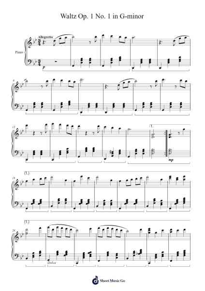 Waltz Op. 1 No. 1 in G Minor Sheet Music by EJ Marcos-Arr.Evejob