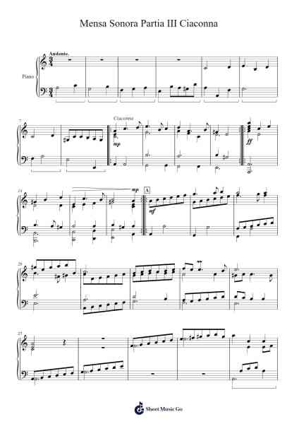 Mensa Sonora Partia III Ciaconna 樂譜由 H. I. F. von Biber - 編曲 Griries