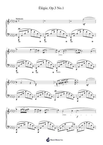 Élégie in E-flat Minor, Op. 3, No. 1 Sheet Music by Sergei Rachmaninoff-Arr.Hamclaire
