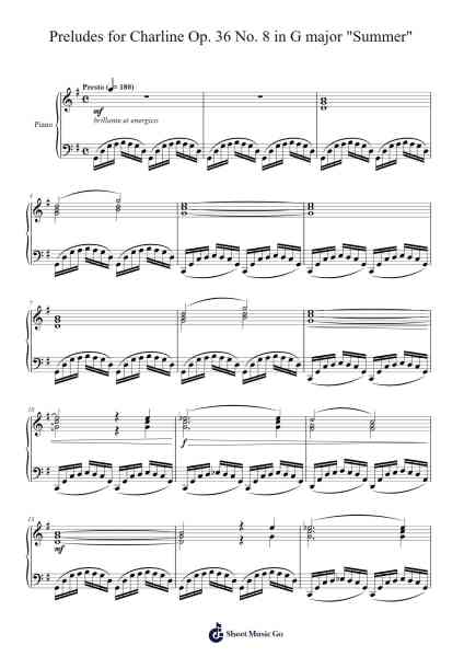 Preludes for Charline Op. 36 No. 8 in G major "Summer" Sheet Music by J. Javier-Arr.Uppold Bruckey