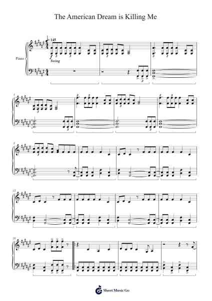 The American Dream is Killing Me Sheet Music by Green Day-Arr.Ossweet