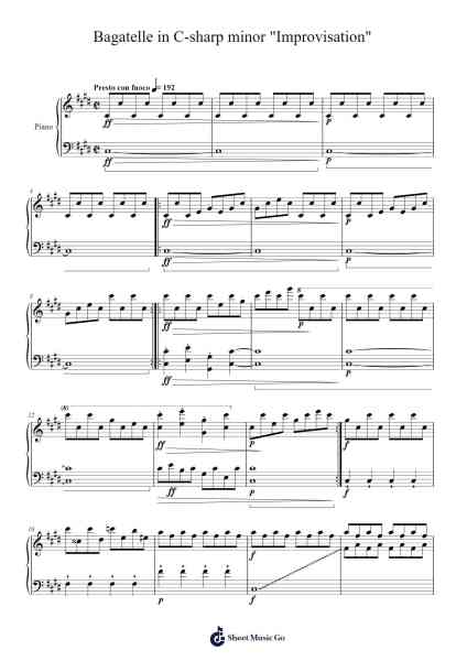 Bagatelle in C-sharp minor "Improvisation" Sheet Music by Trollham-Arr.Dilpont Trollsper