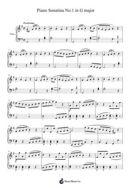 Piano Sonatina No. 1 in G Major: I. Allegro Sheet Music by ji2mada2006-Arr.Bophen