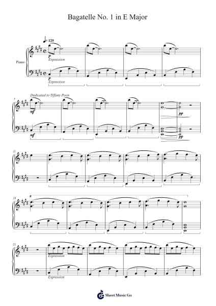 Bagatelle No. 1 in E Major "Loving You Till 2038" Sheet Music by J.Javier-Arr.Jonric
