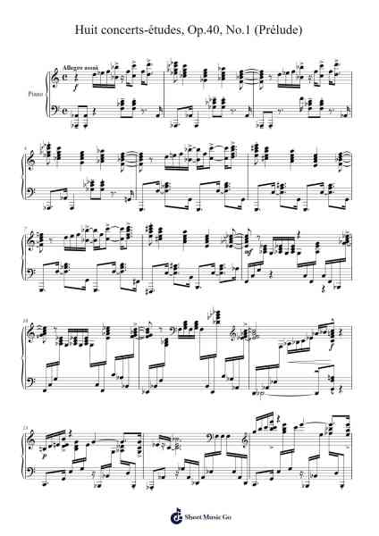 Huit concerts-études, Op.40, No.1 (Prélude) Sheet Music by Nikolaï Kapoustine-Arr.Fmar Geearl