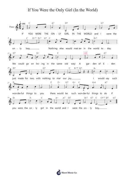 If You Were the Only Girl (In the World) Sheet Music by Nat D. Ayer-Arr.Krisbe Chadky