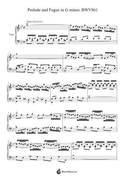 Prelude and Fugue in G Minor, BWV 861 Sheet Music by Johann Sebastian Bach-Arr.Hugill