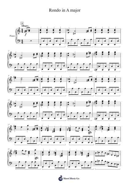 Rondo in A major Sheet Music by m-11166492-Arr.Bloorgrace Springa
