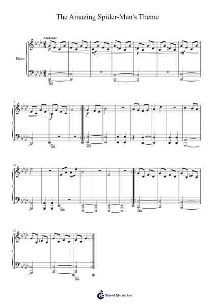 The Amazing Spider-Man's Theme Sheet Music by James Horner-Arr.Graycie Scob