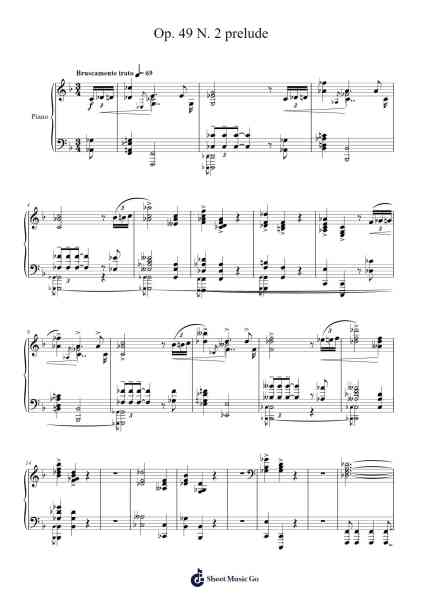 Prelude Op. 49 No. 2 Sheet Music by Alexander Scriabin-Arr.Dartricia Curcrofts