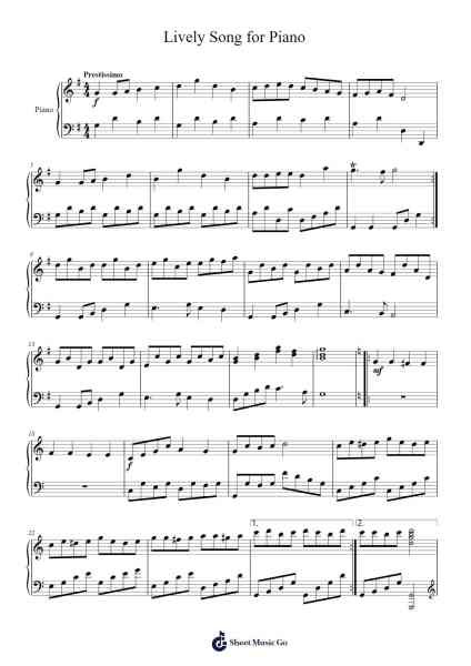 Lively song for piano Sheet Music by Steinrett Elmen-Arr.Vogtyves