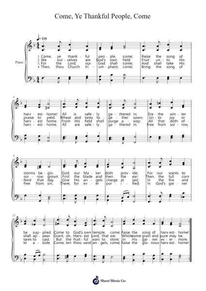 Come, Ye Thankful People, Come Sheet Music by George Job Elvey-Arr.Hifaithe Fojames