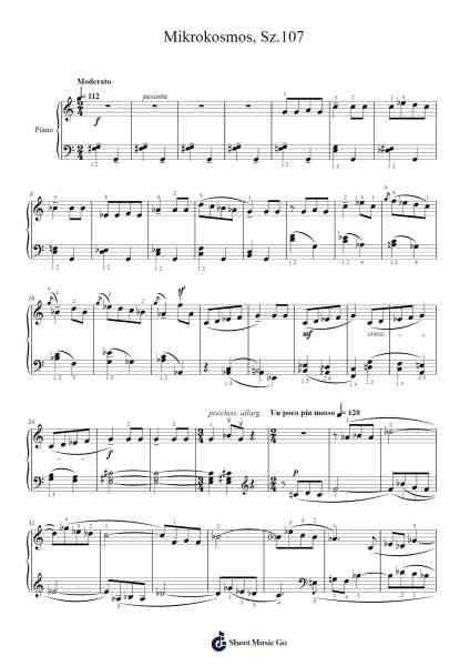 Mikrokosmos, Sz. 107: No. 48 Danse Paysanne Sheet Music by Béla Bartók-Arr.Chesria