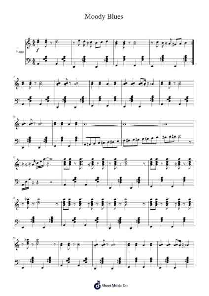Moody Blues Sheet Music by Lytper Bessgil-Arr.Philley Mabna
