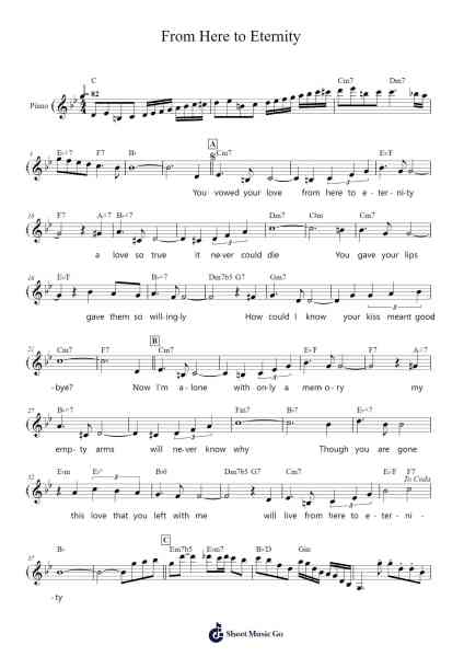 From Here to Eternity Sheet Music by Fred Karger-Arr.Jorrell