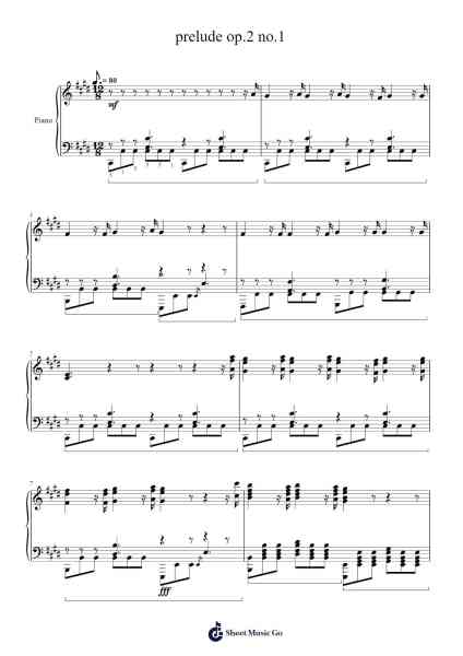 Prelude Op. 2 No. 1 in C-sharp Minor Sheet Music by Tamtiane-Arr.Borgriel