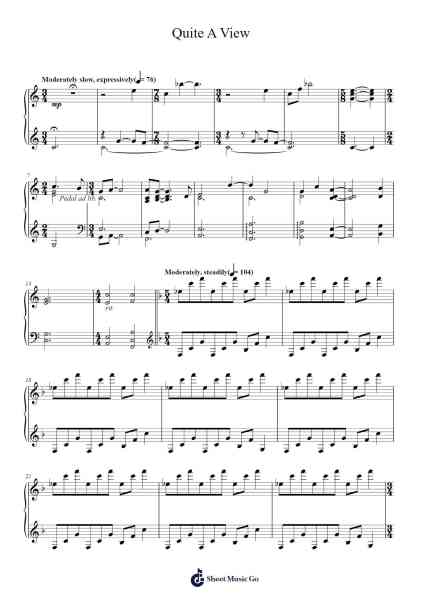 Quite A View Sheet Music by Thomas Newman-Arr.Milesbelle