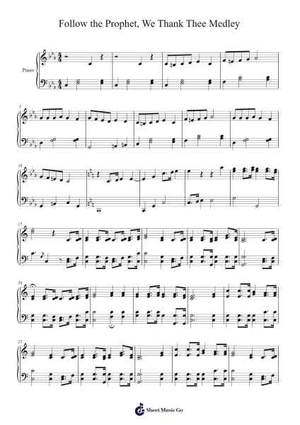 Follow the Prophet, We Thank Thee Medley Sheet Music by Duane E Hiatt/Caroline Sheridan Norton-Arr.Phylple