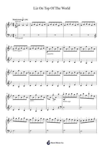 Liz On Top Of The World Sheet Music by Dario Marianelli-Arr.Brownend Bonckey