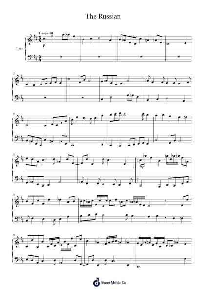 11 Simple Fugue-like Pieces for the Piano No. 4: The Russian Sheet Music by Ogfey-Arr.Vanlett Hudrey