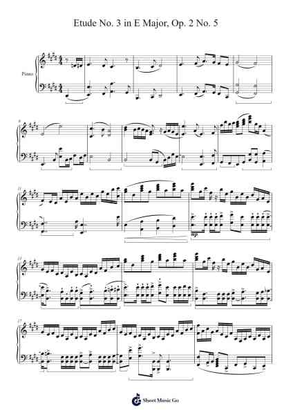 Etude No. 3 in E Major, Op. 10 No. 3 Sheet Music by Damian Varnum-Arr.Arkirk Janeien