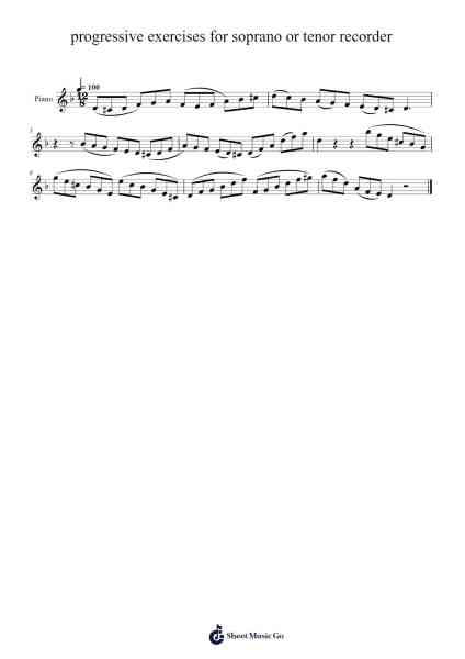 progressive exercises for soprano or tenor recorder Sheet Music by Whitney Tustin-Arr.Clevestowe Walkyes