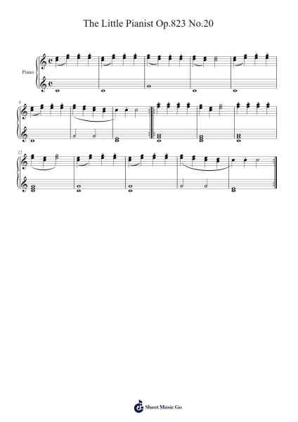 Etude Op. 823, No. 20 "The Little Pianist" Sheet Music by Carl Czerny-Arr.Myrtours Hihill