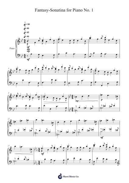 Fantasy-Sonatina for Piano No. 1 Sheet Music by S. M. Kudlo-Arr.Syldre Burby