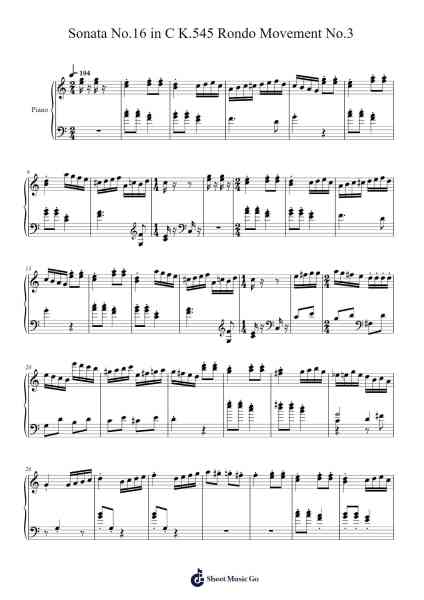 Sonata No. 16 in C Major, K. 545: III. Rondo Sheet Music by TheHymnPlayer01-Arr.Humeleen Bachnat