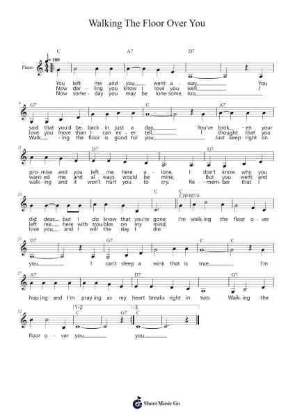 Walking The Floor Over You Sheet Music by Ernest Tubb-Arr.Brobraith Zeyer