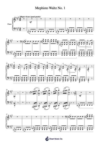 Mephisto Waltz No. 1, S. 514 Sheet Music by Franz Liszt-Arr.Zoeliot Maugpe